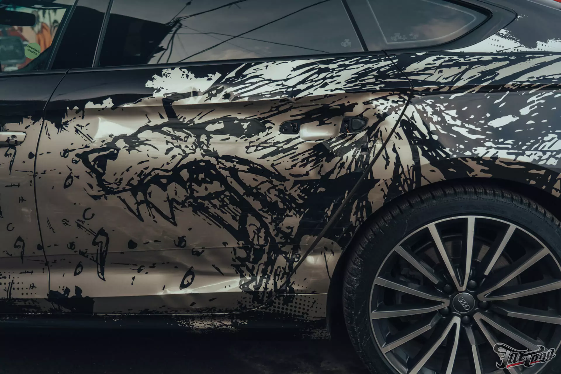 Audi A5. Кузовной ремонт, полная расклейка винила